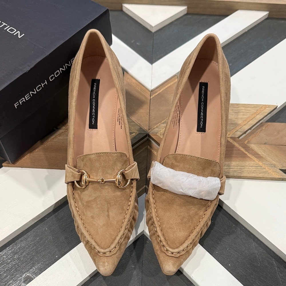 French Connection Taupe Heels with Gold Accent Size US 9/ EU 40